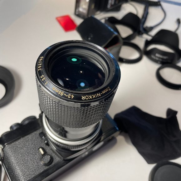 NIKON FM Vintage Black Body camera w 2 LENSES & many accessories - Picture 12 of 16